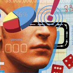 collage illustration of business finance numbers and statistics