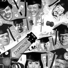 collage illustration of celebrity university degrees