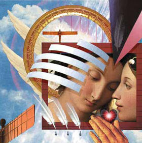 collage illustration angel of the north