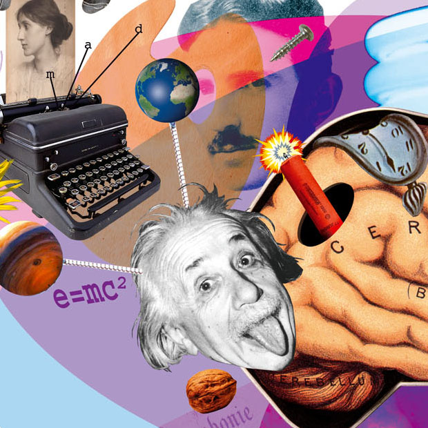 collage illustration the mind of a scientist