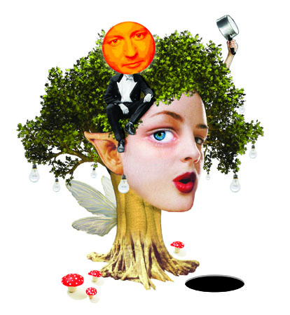collage illustration for weekly column, Ms Anne Thrope