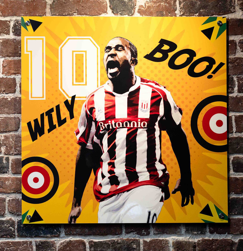 Ricardo Fuller, Stoke City Football Wall Illustration Art at Ricardo's Sports Bar at the BET 365 Stadium